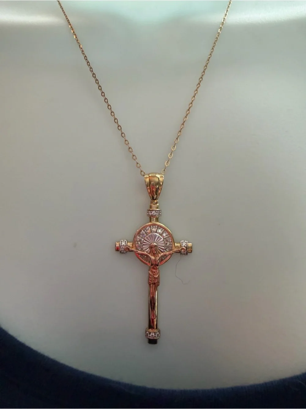 Gold-plated Sterling Silver crucifix necklace